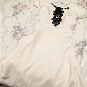 RW&CO White formal dress with black lace design